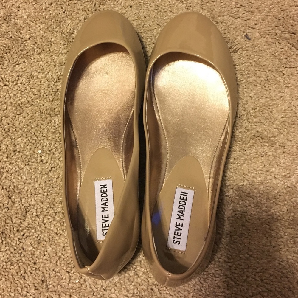 Tan paten leather flats